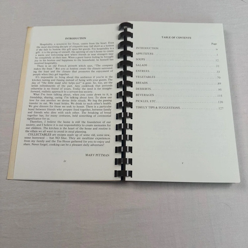 Vintage Collectibles II Cookbook Mary Pittman 1985 Spiral Bound Recipes Texas